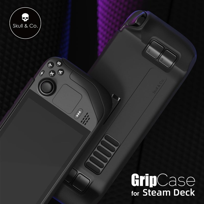Skull & Co. GripCase SD for Steam Deck: A Soft Protective Case with Textured Grips Full Protection and Stand, Shock-Absorption Non-Slip and Anti-Scratch Cover Design - Black - Image 2
